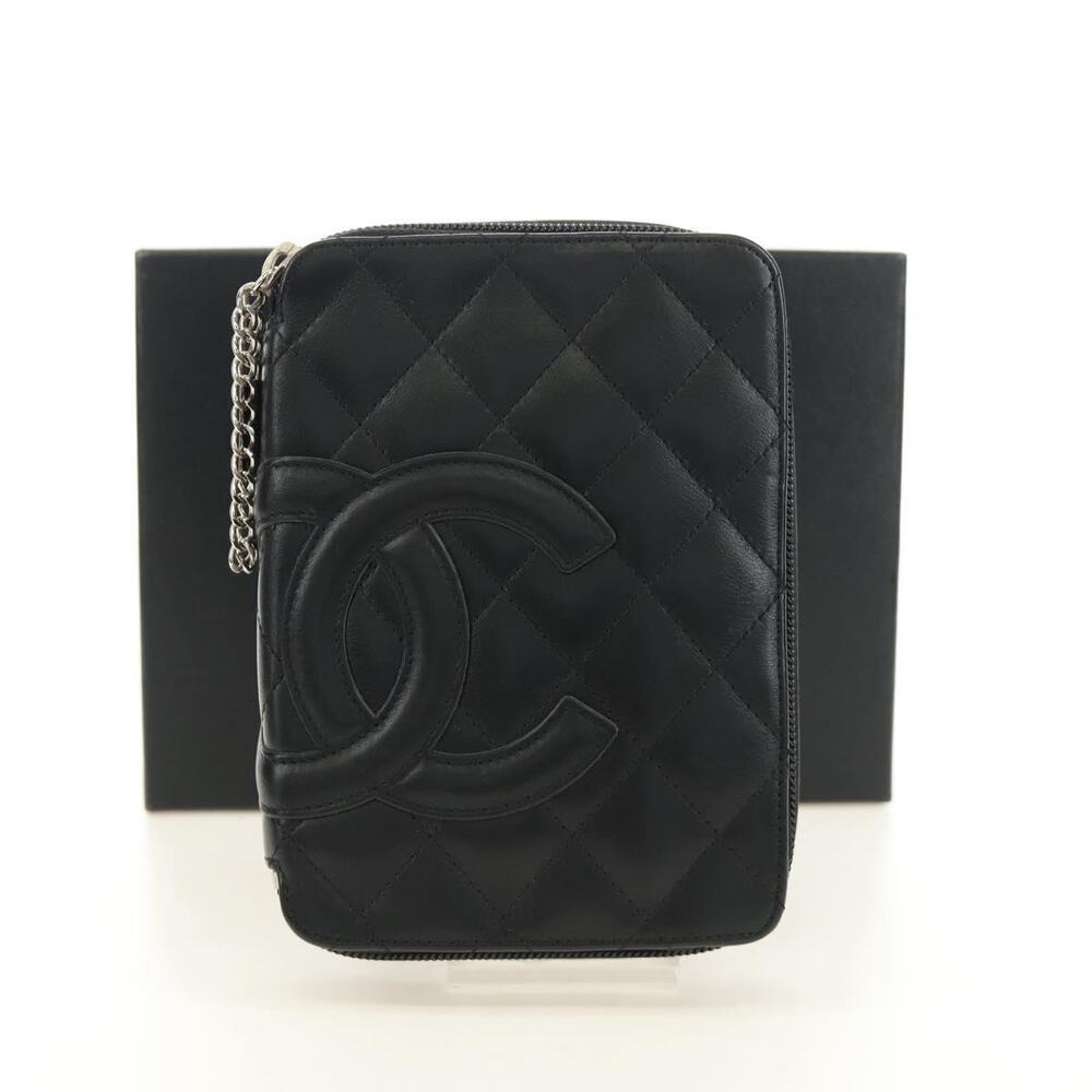 Chanel Calfskin Quilted Cambon Zip Around Cosmetic Pouch
